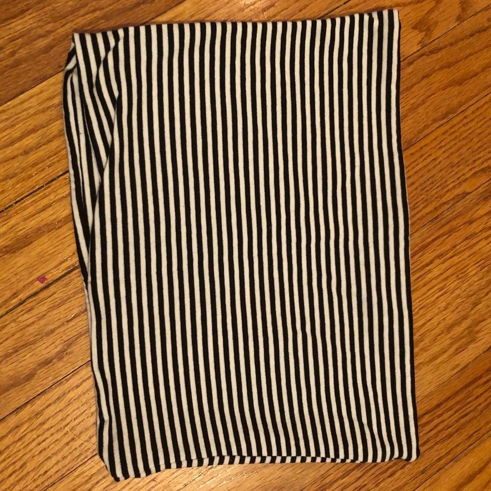 TopShop black & white striped cropped tube top